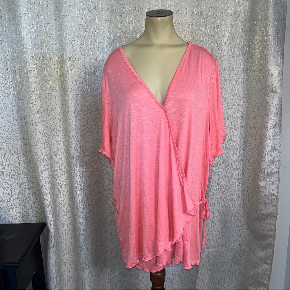 Lane Bryant Womans Coral Crossover Shirt, NWT, Size 26/28